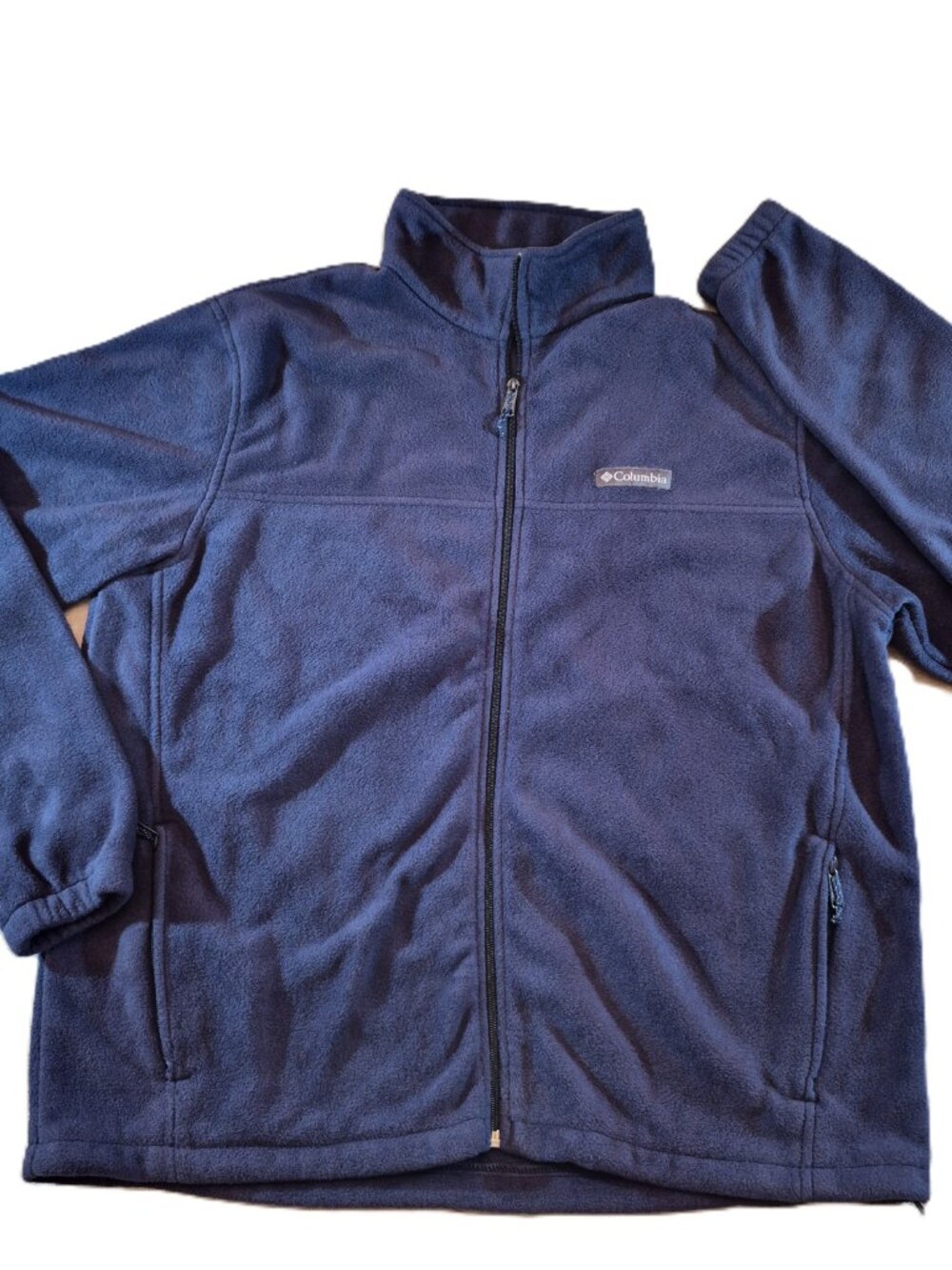 Columbia Jacket Men's XL Blue Full Zip Fleece Stand Collar Hiking Outdoor